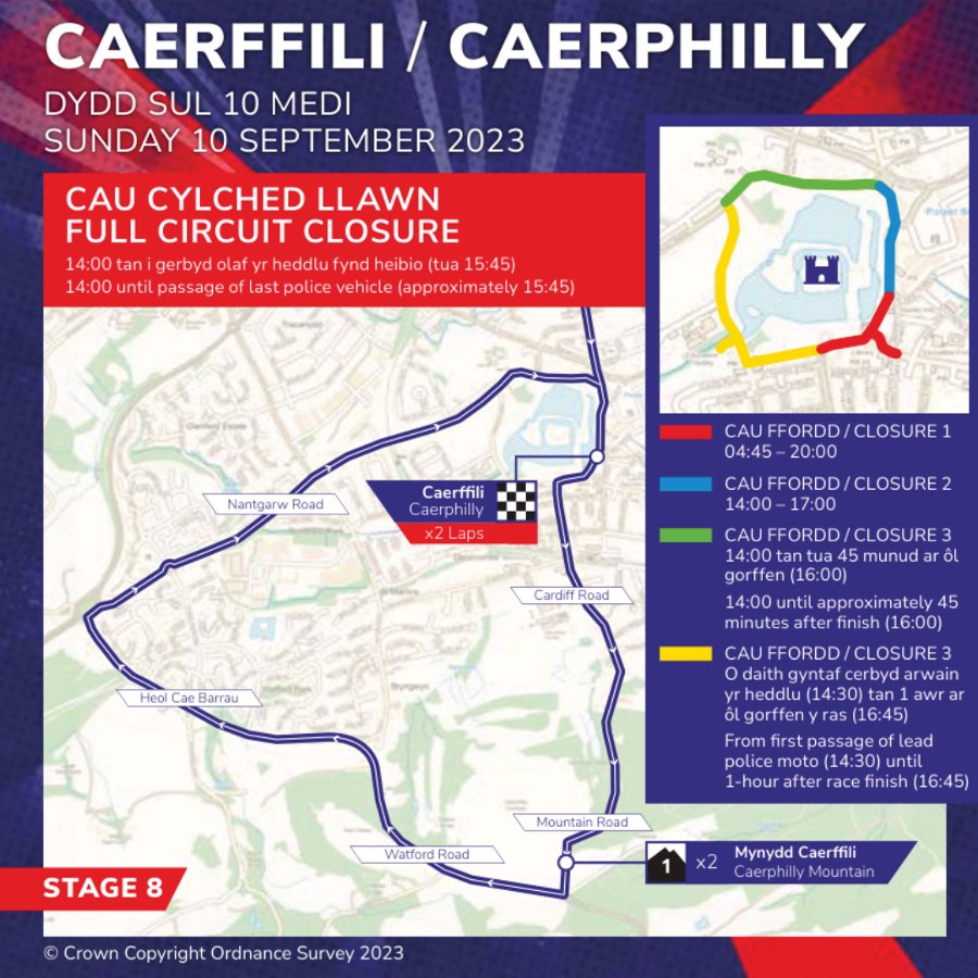 tour of britain road closures caerphilly